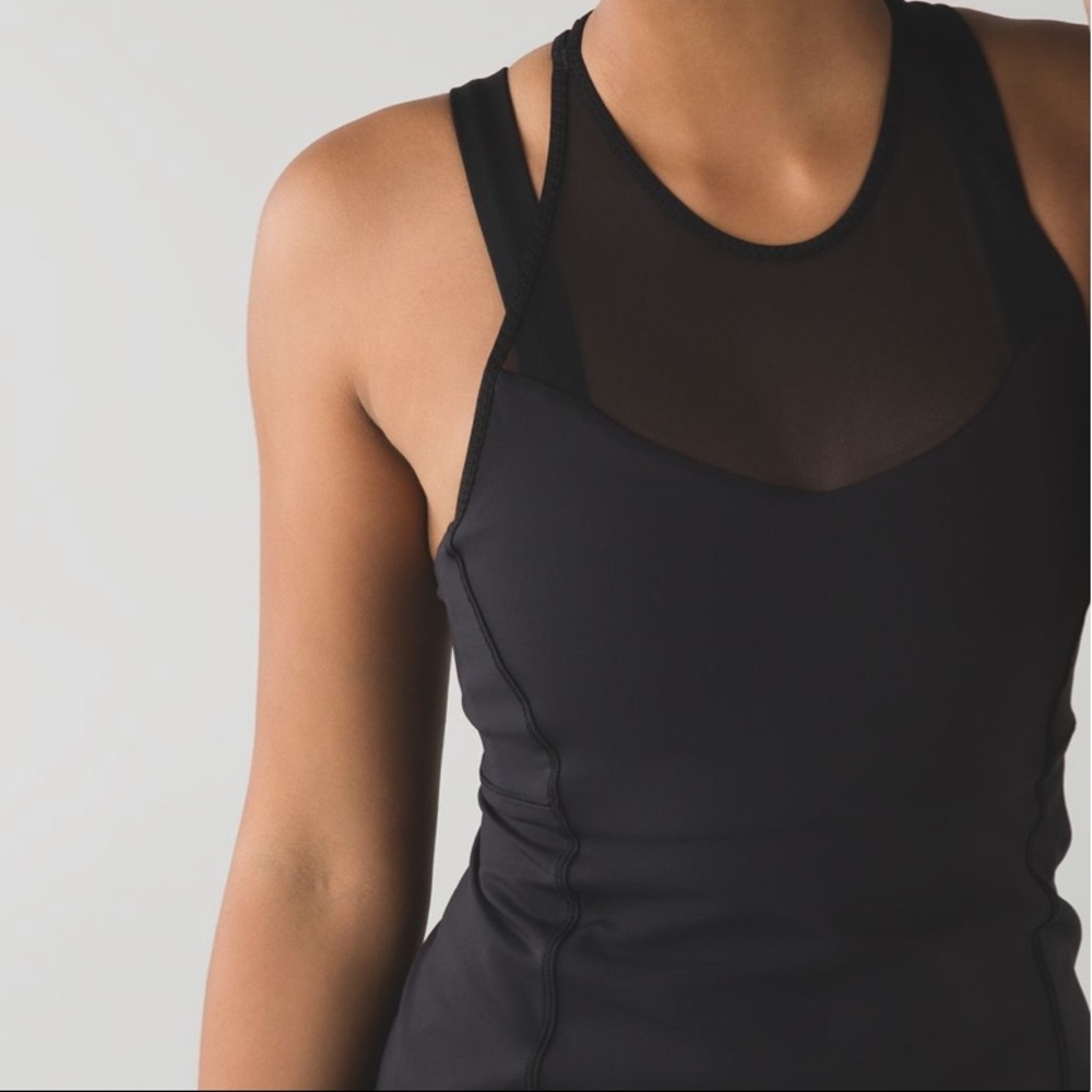 Lululemon running in the city tank black mesh